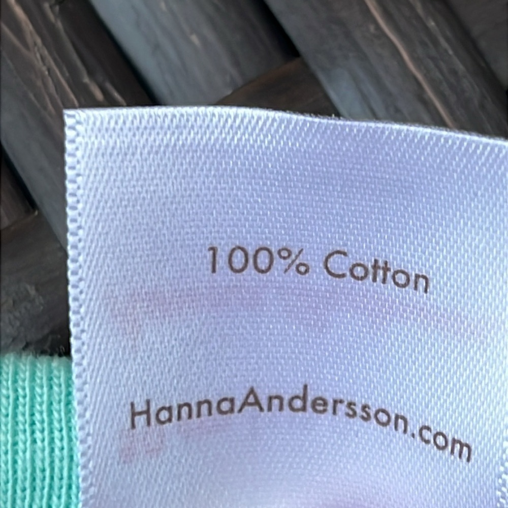 HANNA ANDERSSON Infant 0-3mo Short Sleeve Tee Striped Cotton Teal White Unisex - Picture 4 of 5